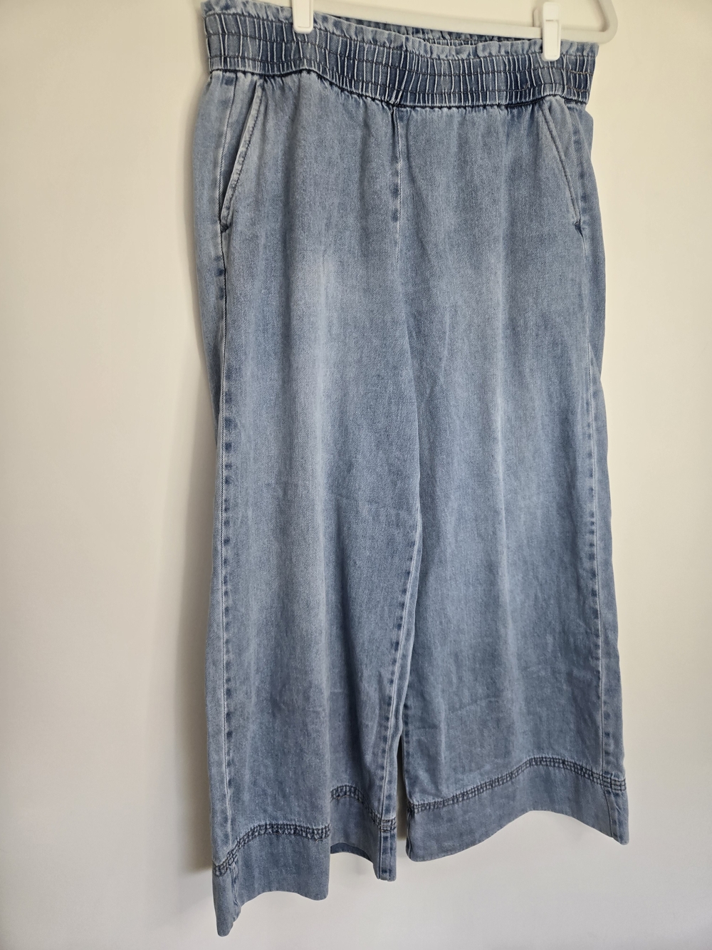 Kensie Wide Leg Cotton Soft Jeans with Elastic Waist Normcore Boho Chic Large
